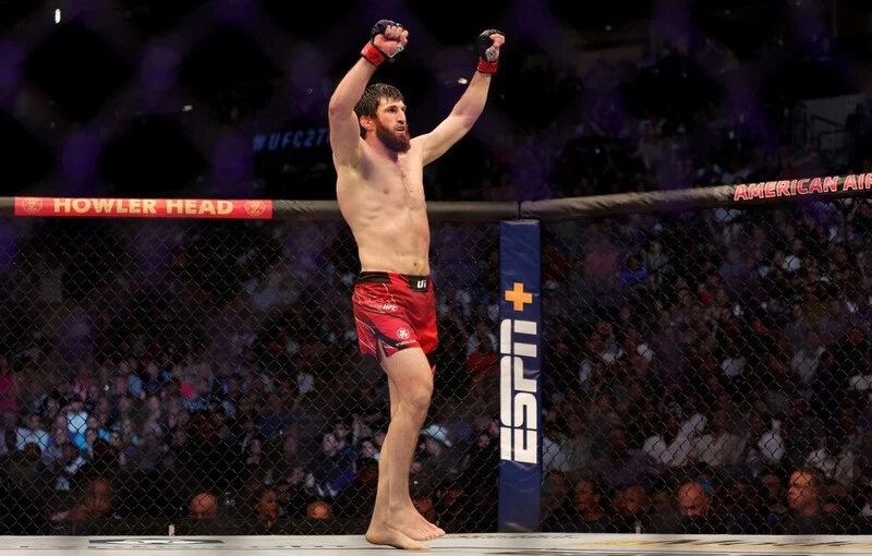 Magomed Ankalaev of Russia celebrates after defeating Anthony Smith in their light heavyweight bout during UFC 277. The Ankalaev vs Walker Prediction for their UFC 294 bout is ready.