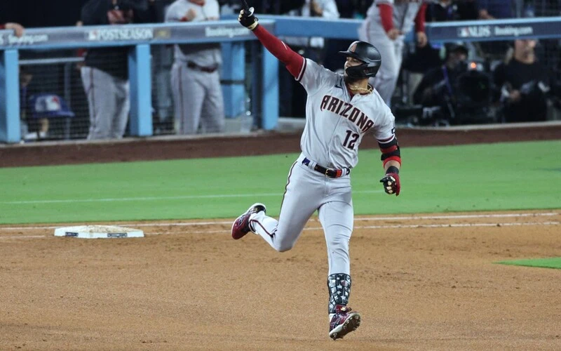 Lourdes Gurriel Jr, celebrates a Home Run for Arizona Diamondbacks